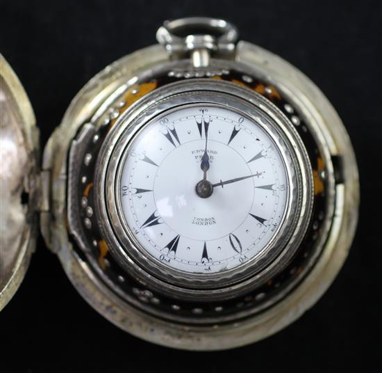 A Victorian silver triple cased keywind verge pocket watch made for the Turkish market, by Edward Prior, London,